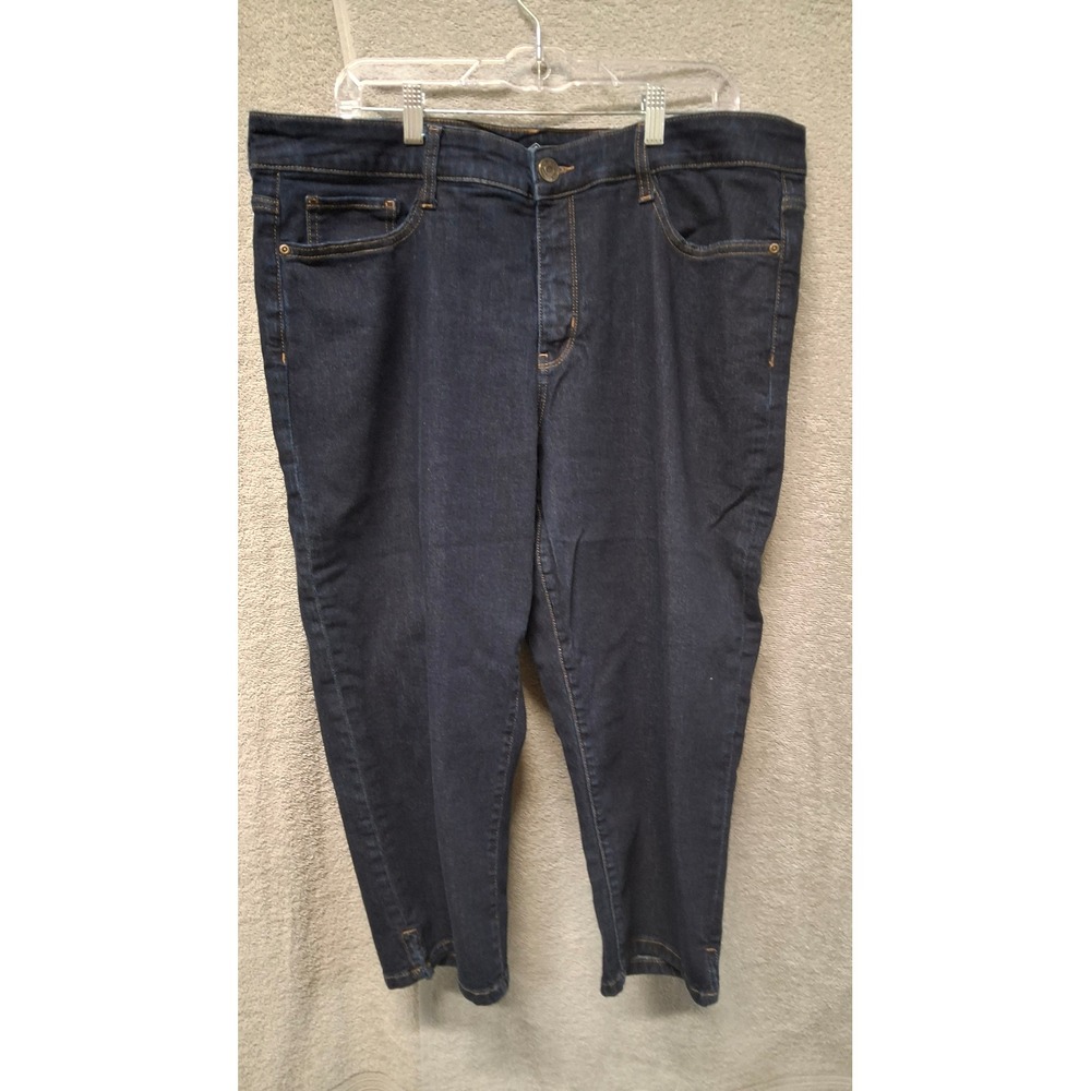 St. Johns Bay Womens 20W Dark Wash Denim Capri Jeans Cropped Indigo Stretch(B7)